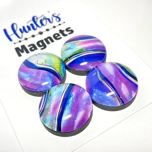 Set of 4 Magnets - Holo Lilac Mod Abstract Glass Refrigerator Kitchen Whiteboard - Picture 2 of 3